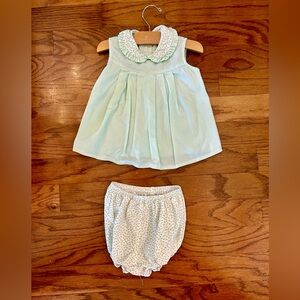 Two boys and a girl green top bloomers outfit 4t